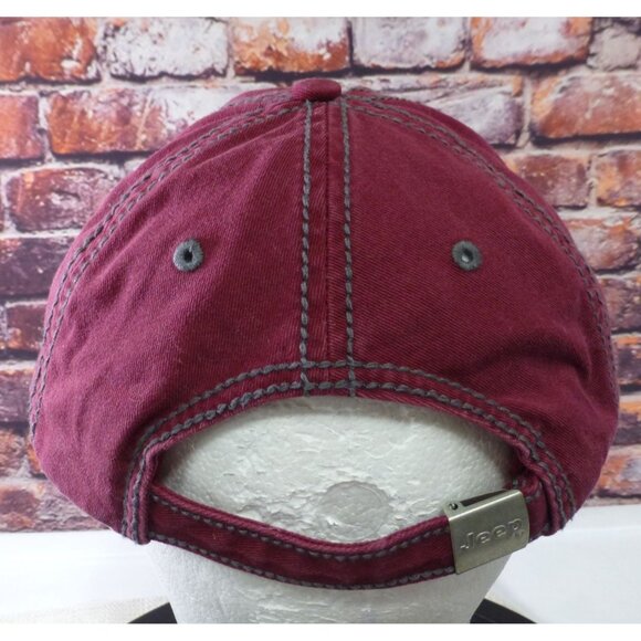 Jeep Maroon Distressed Logo Hat - Picture 4 of 8